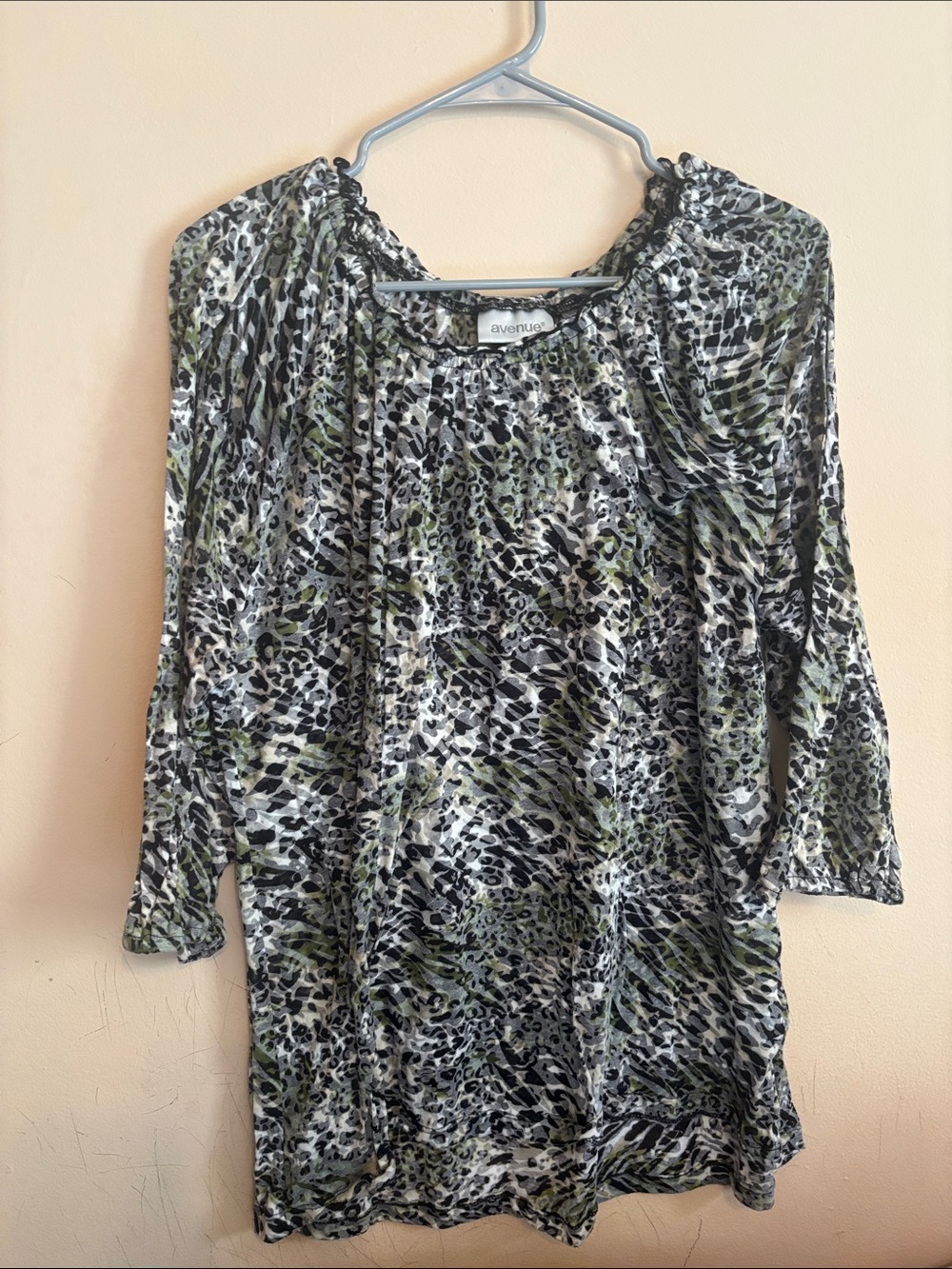 Avenue Green and Black Animal Print Tunic Top